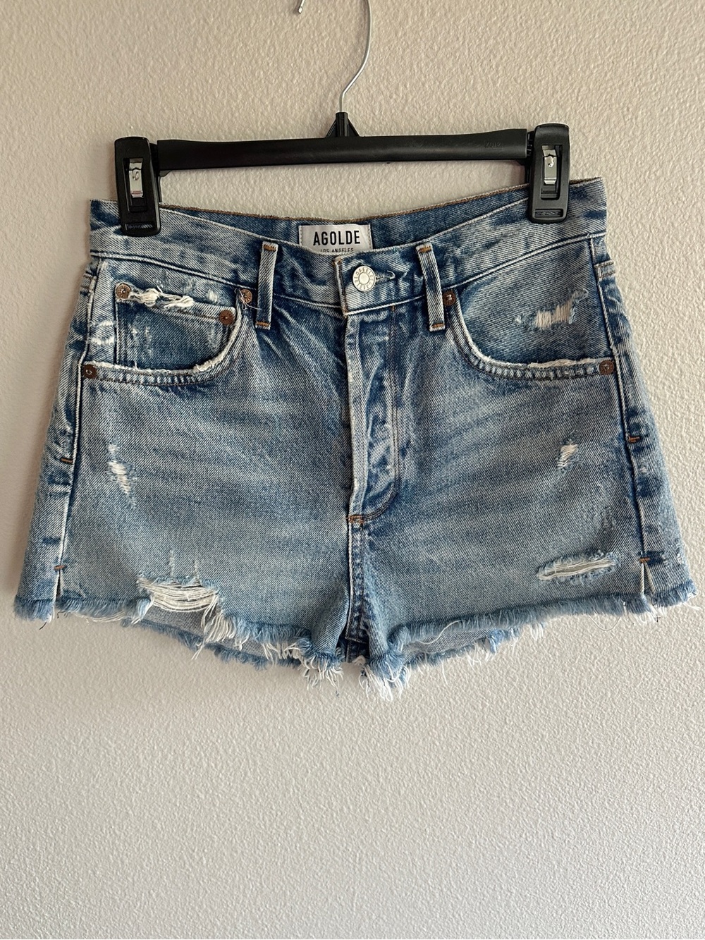 Agolde Jaden Short Distressed Denim Cutoff Button Fly